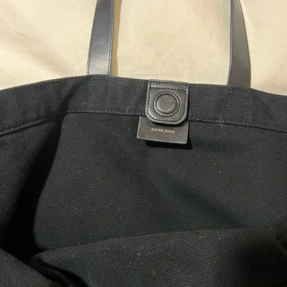 Anine Bing canvas RIO tote large black with leather handles - Picture 4 of 7